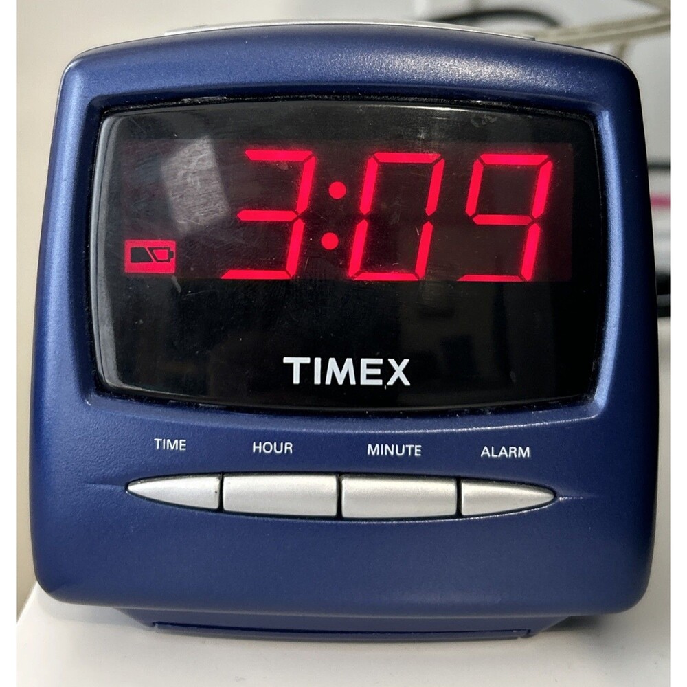 VTG 2000s Timex T-104L Digital Alarm Clock Blue Decorative Working